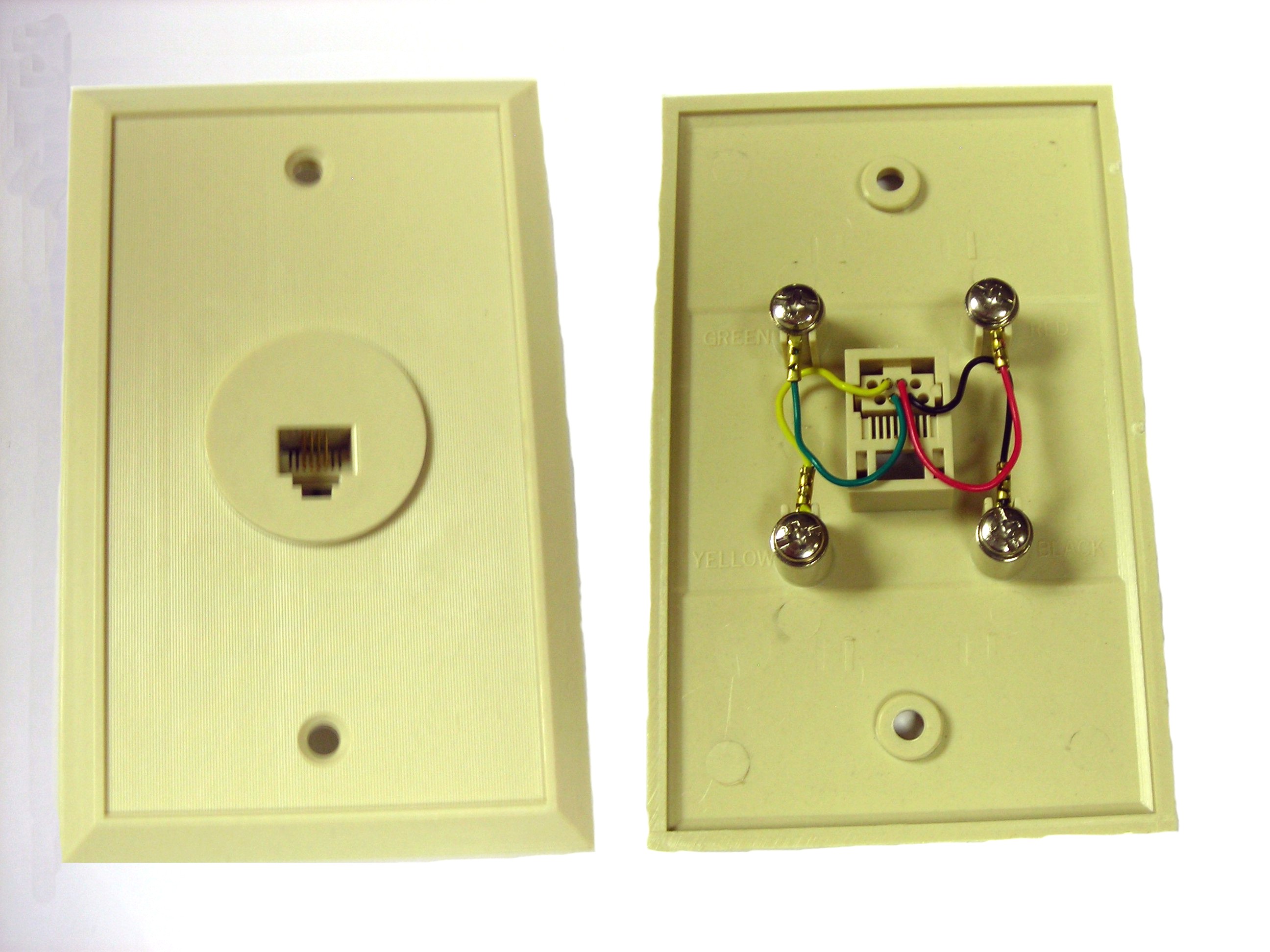 Telephone wall Jack Flush type Color Ivory RJ-14 4 Pin CEI 7J2-100