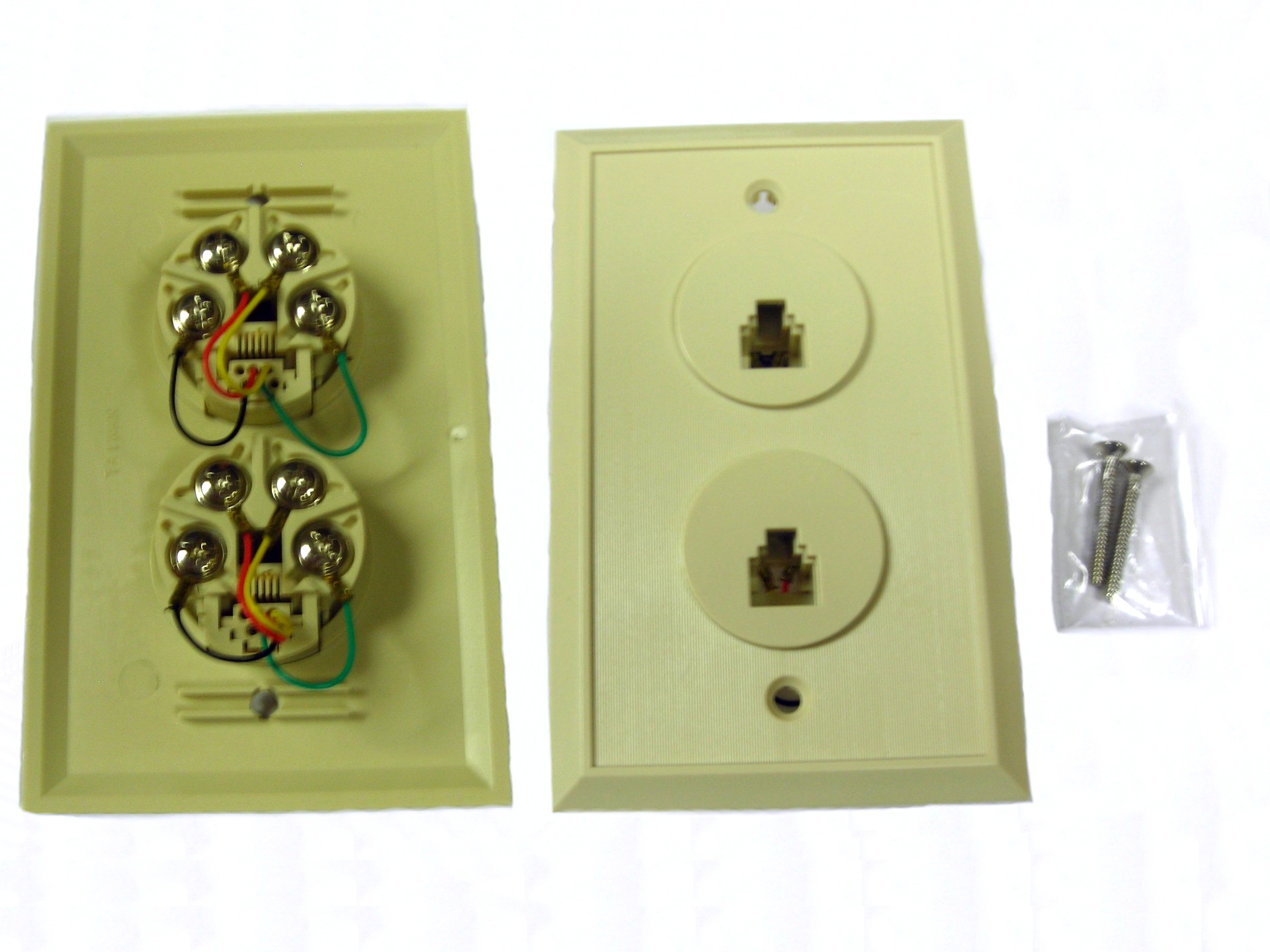 Telephone wall Jack Flush type  Color Ivory w/ 2 RJ-14 jacks CEI  7J2-101