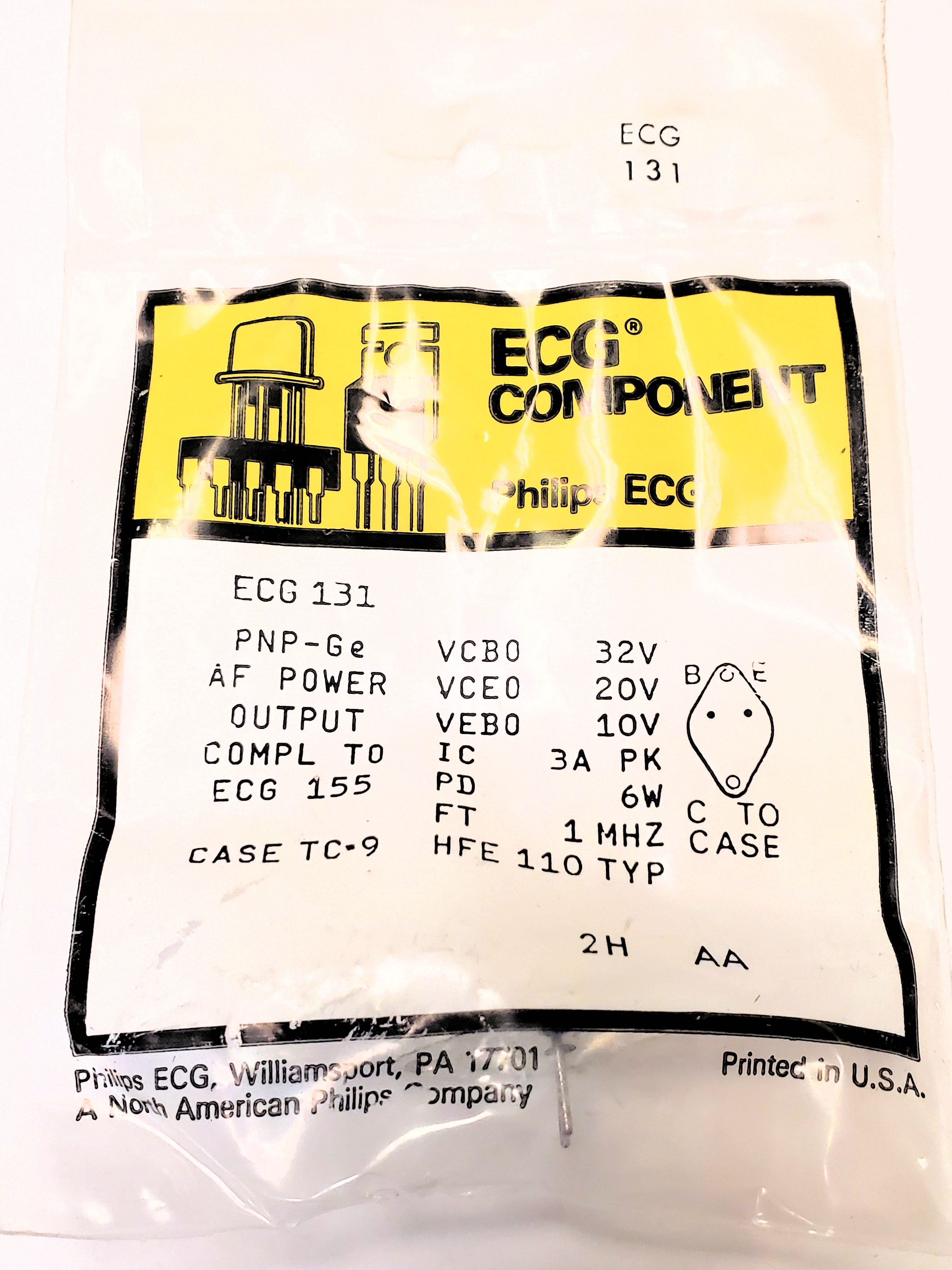 ECG131  Gerrmanium Transistor AKA 2SB481  TO-66