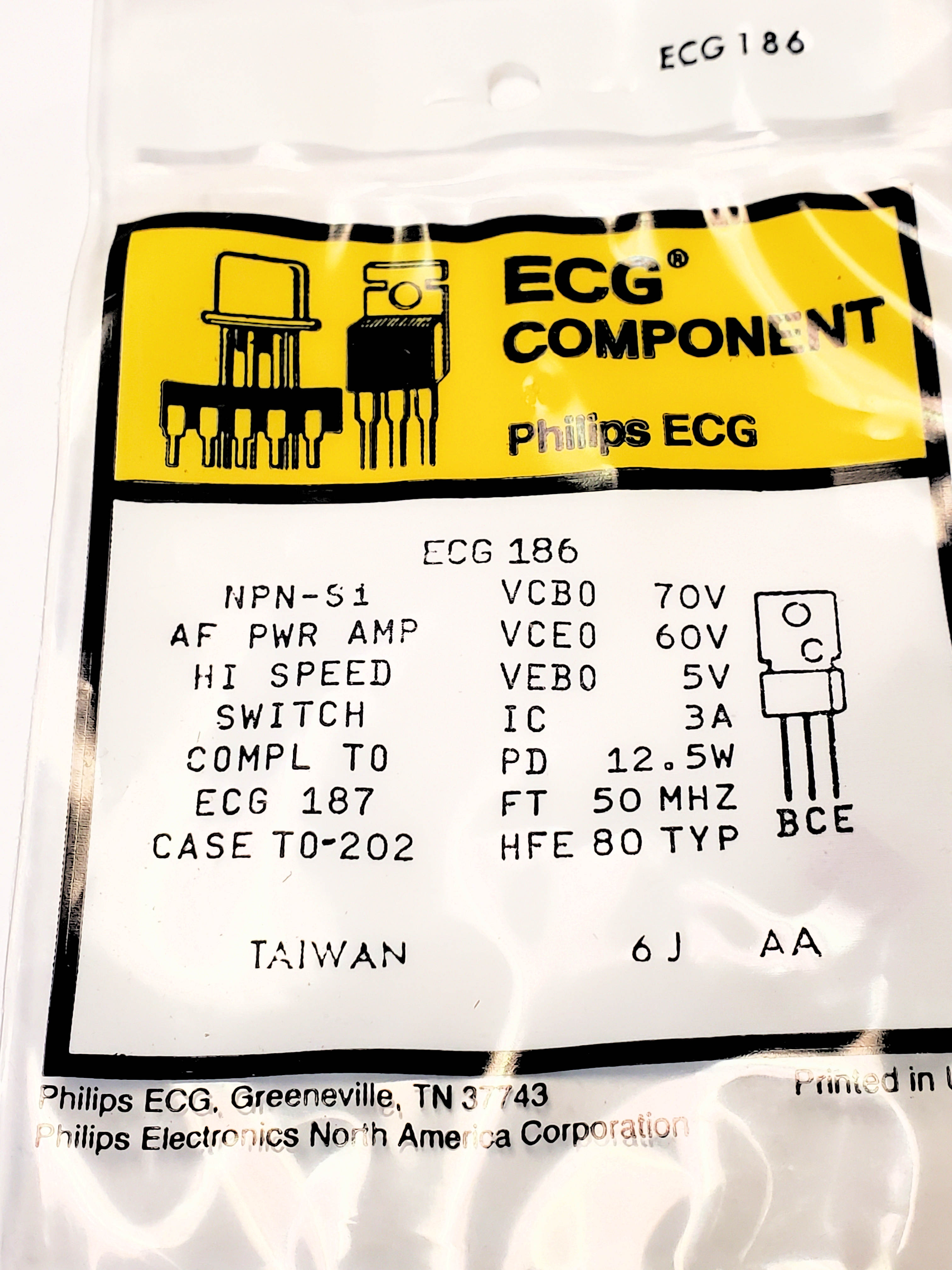 NTE186  Alt  2SC1098  TO-202