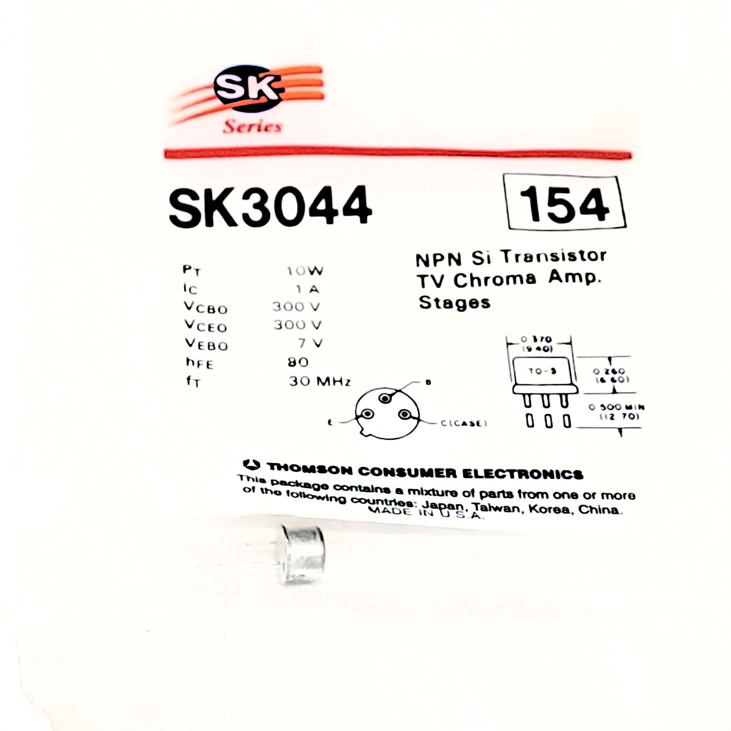 NTE NPN Transistor  TO-5  1 pc