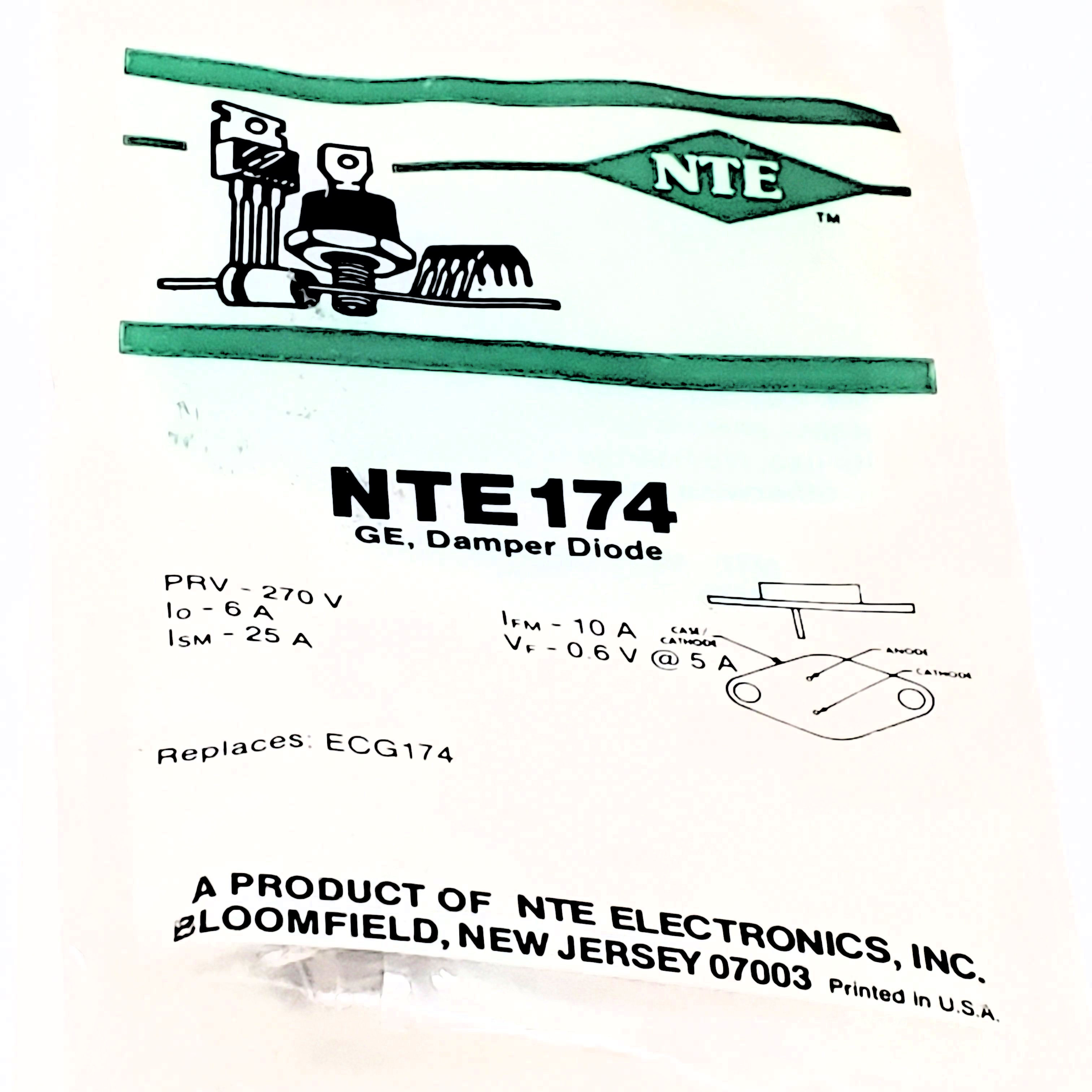 NTE174 Germanium Dampder diode TO-66  1 pc