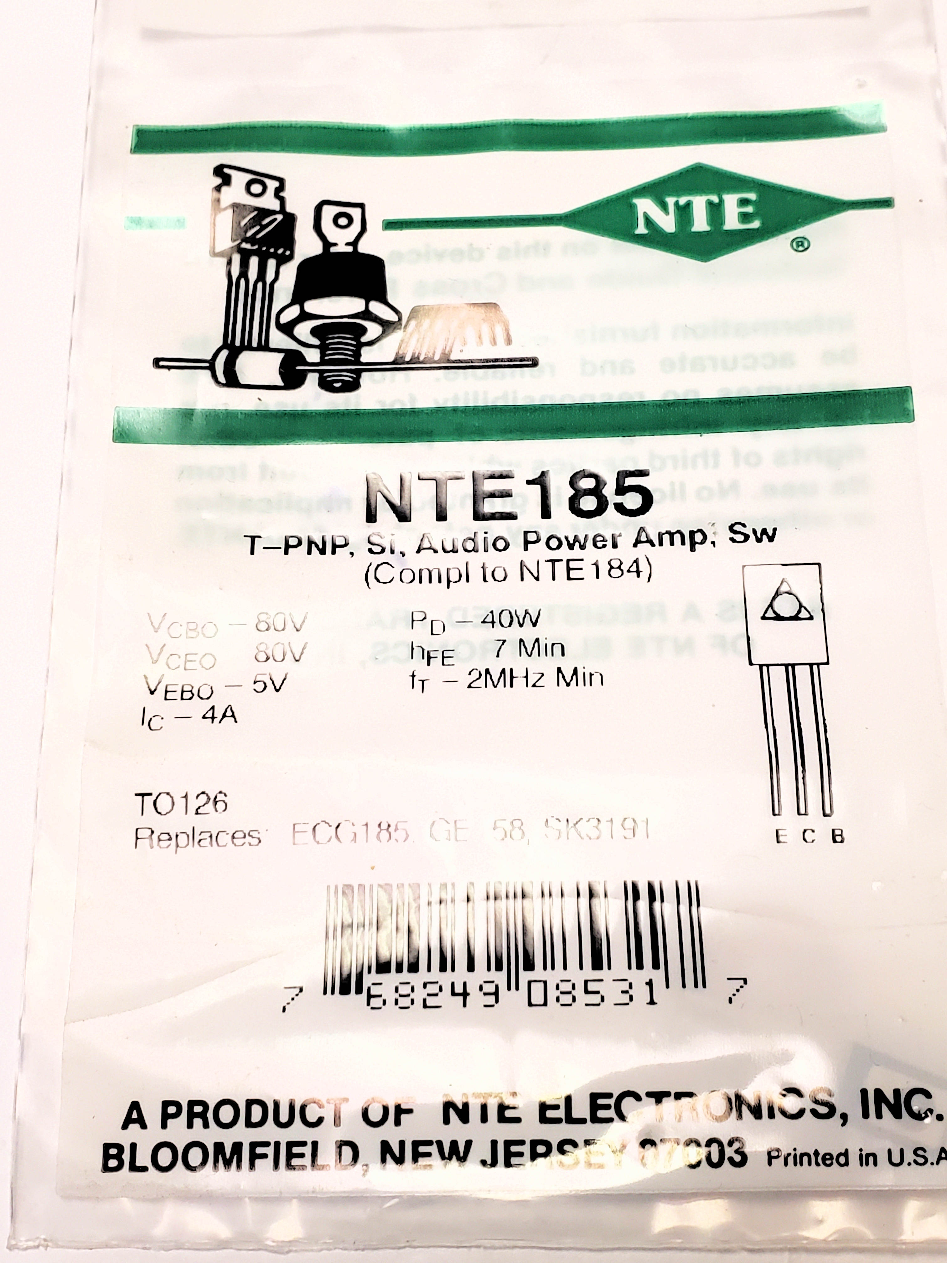 NTE185   ALT 2N4920   TO-126
