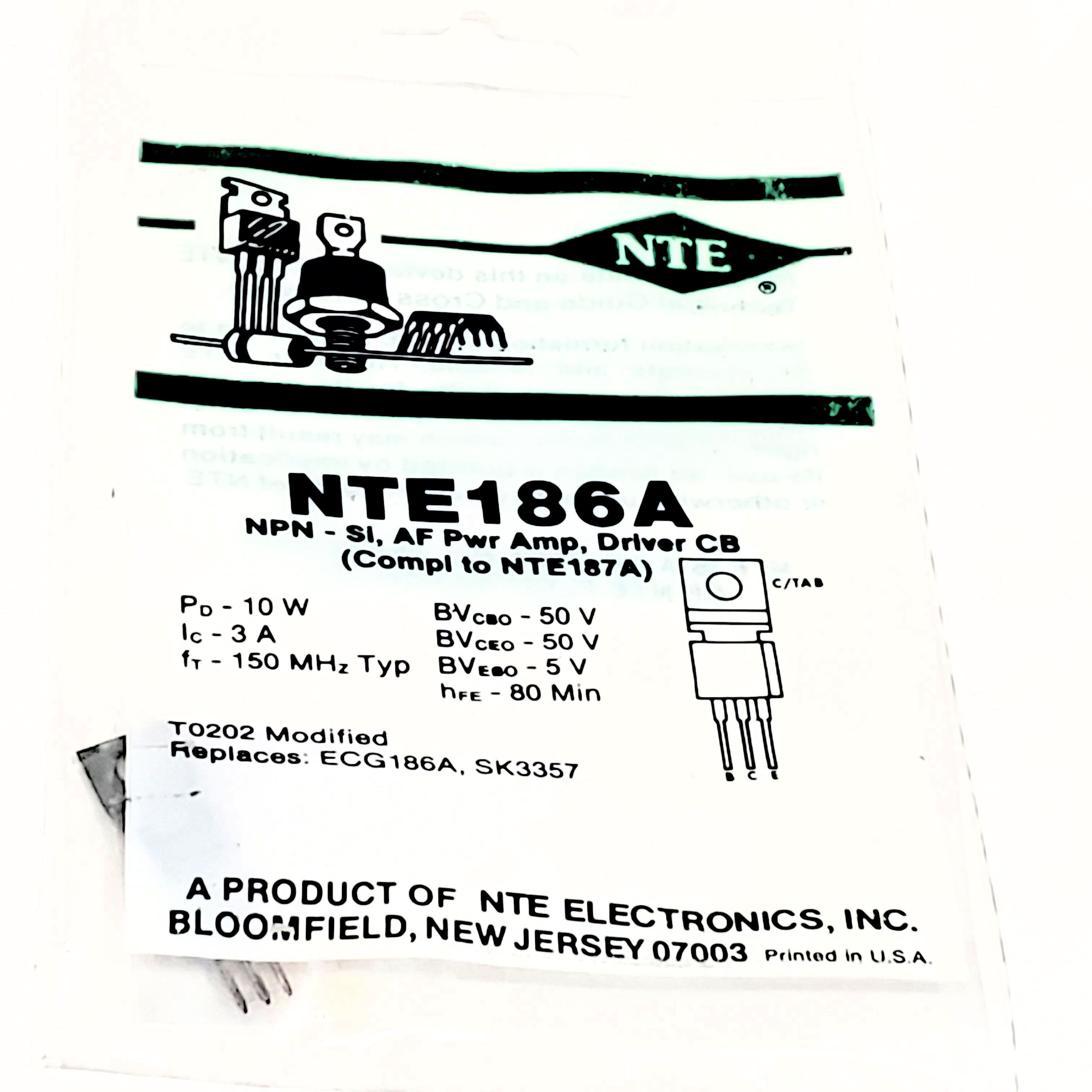 NTE186A  AKA 2SC1226  TO-202  1 pc