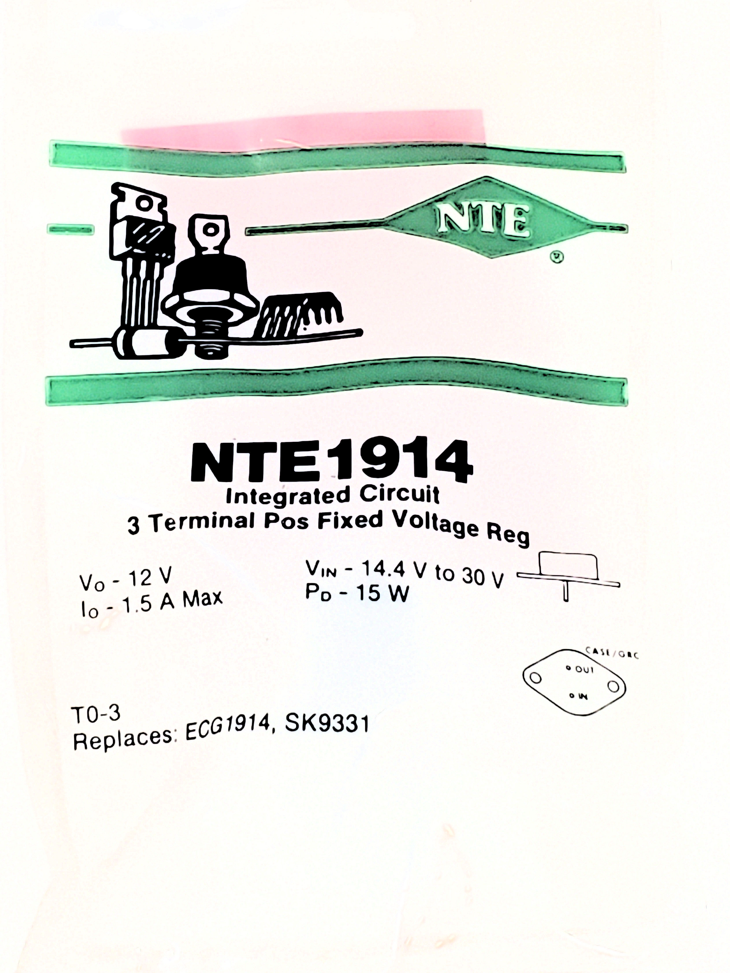 NTE1914 AKA UA7812CK  TO-3  1pc