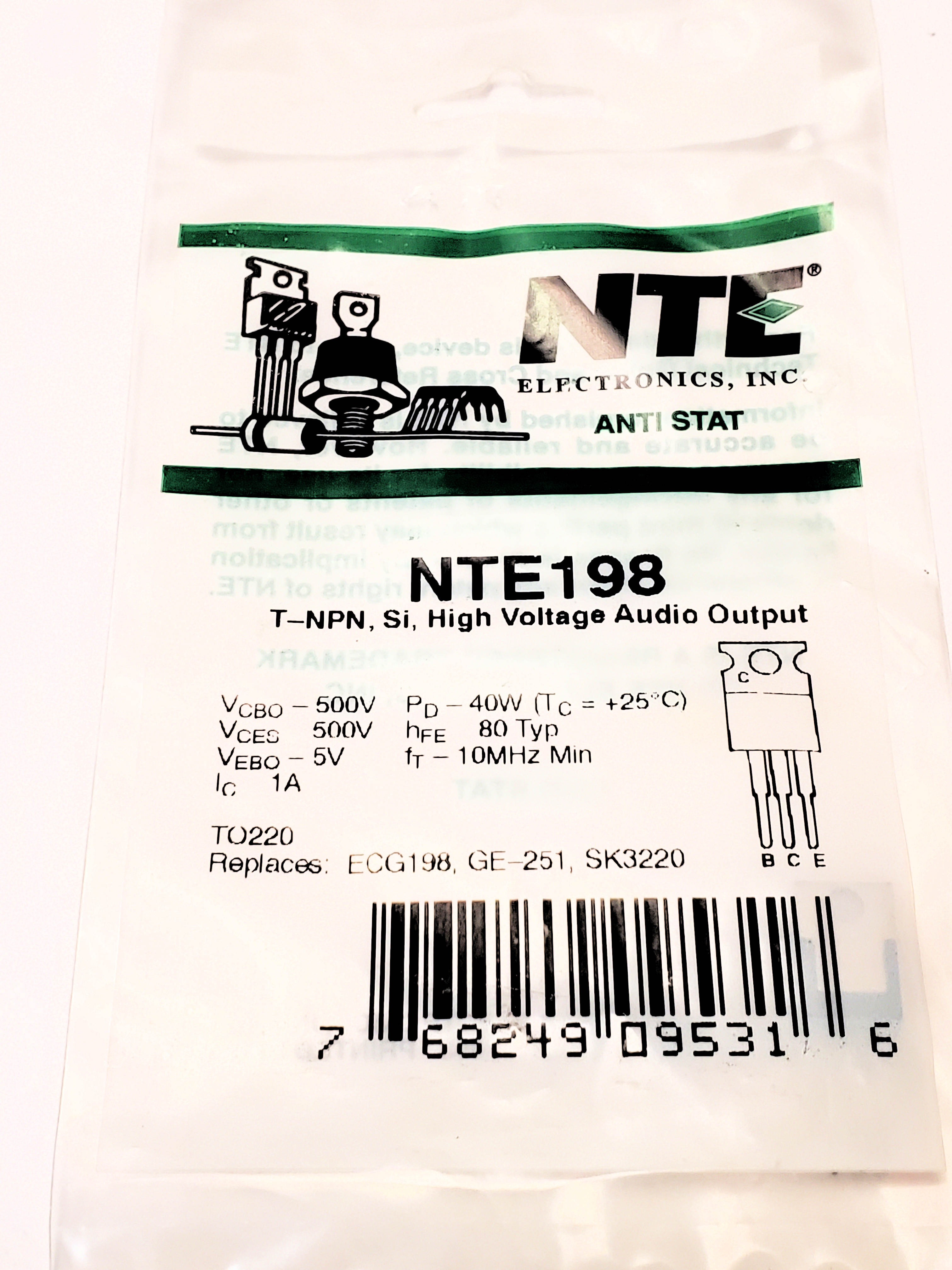 NTE198   ALT 2SD401 TO-220