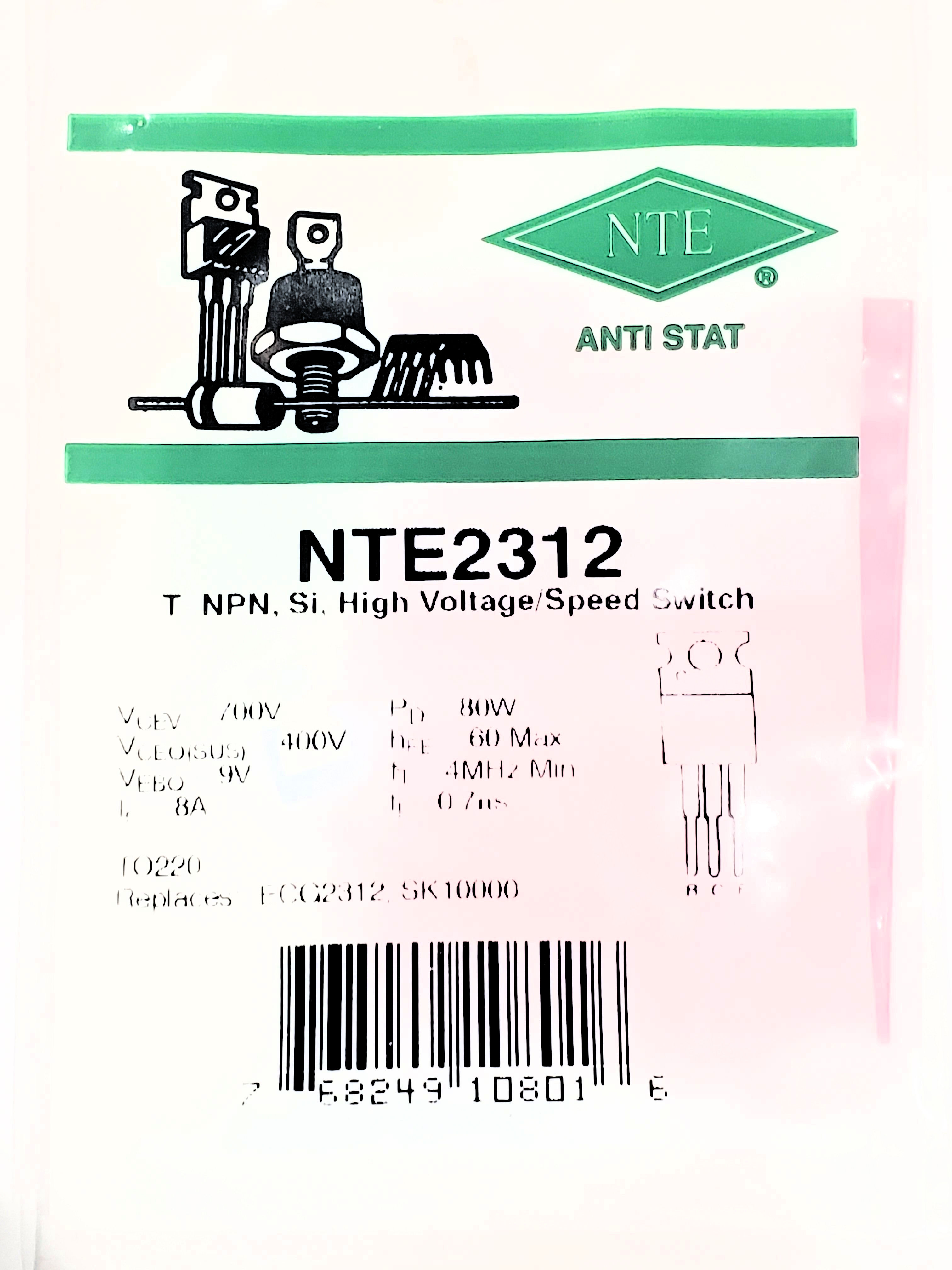 NTE2312 AKA MJE13007  TO-220 1 pc