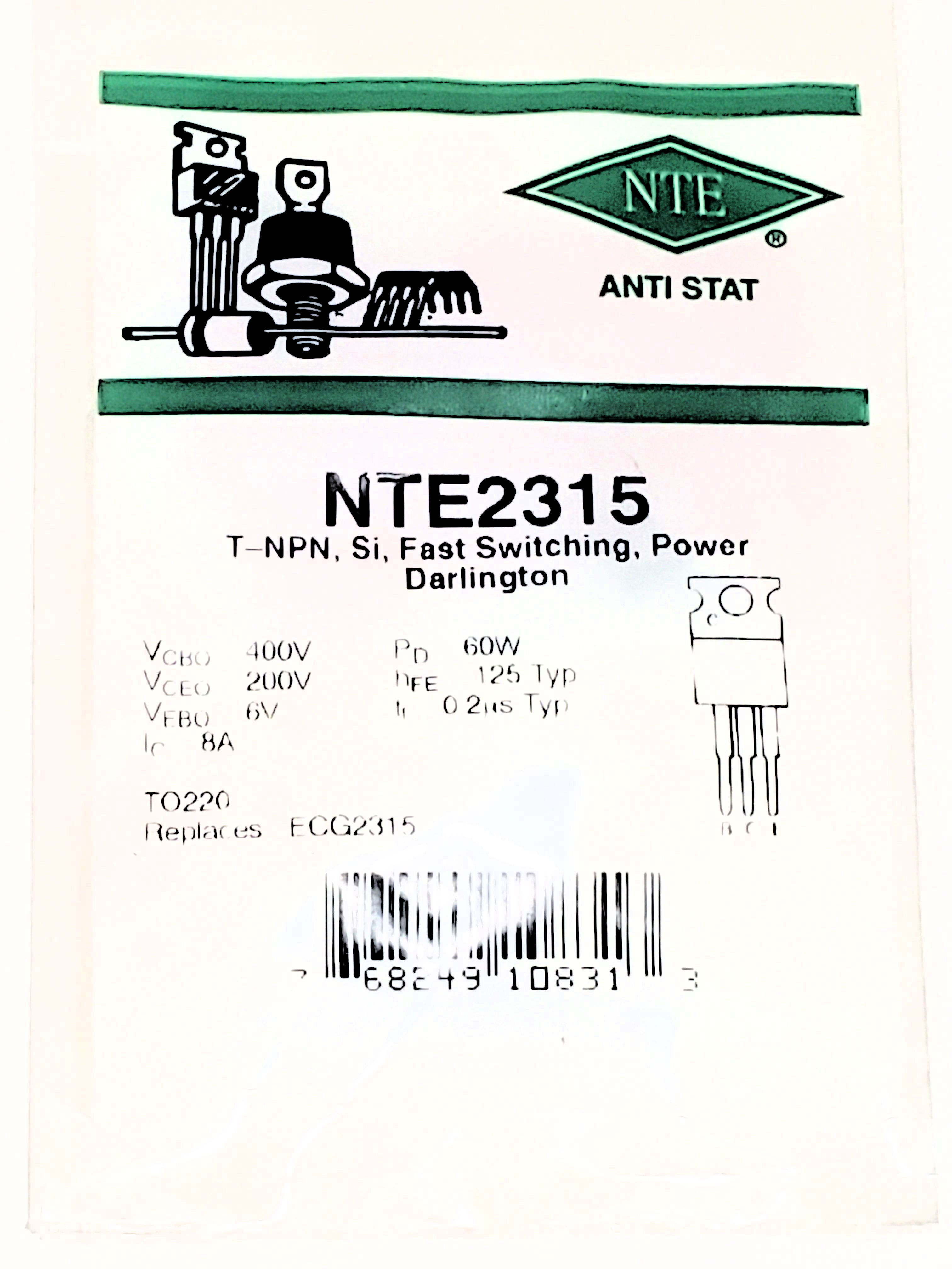 NTE2315 AKA BU806  TO-220  1 pc
