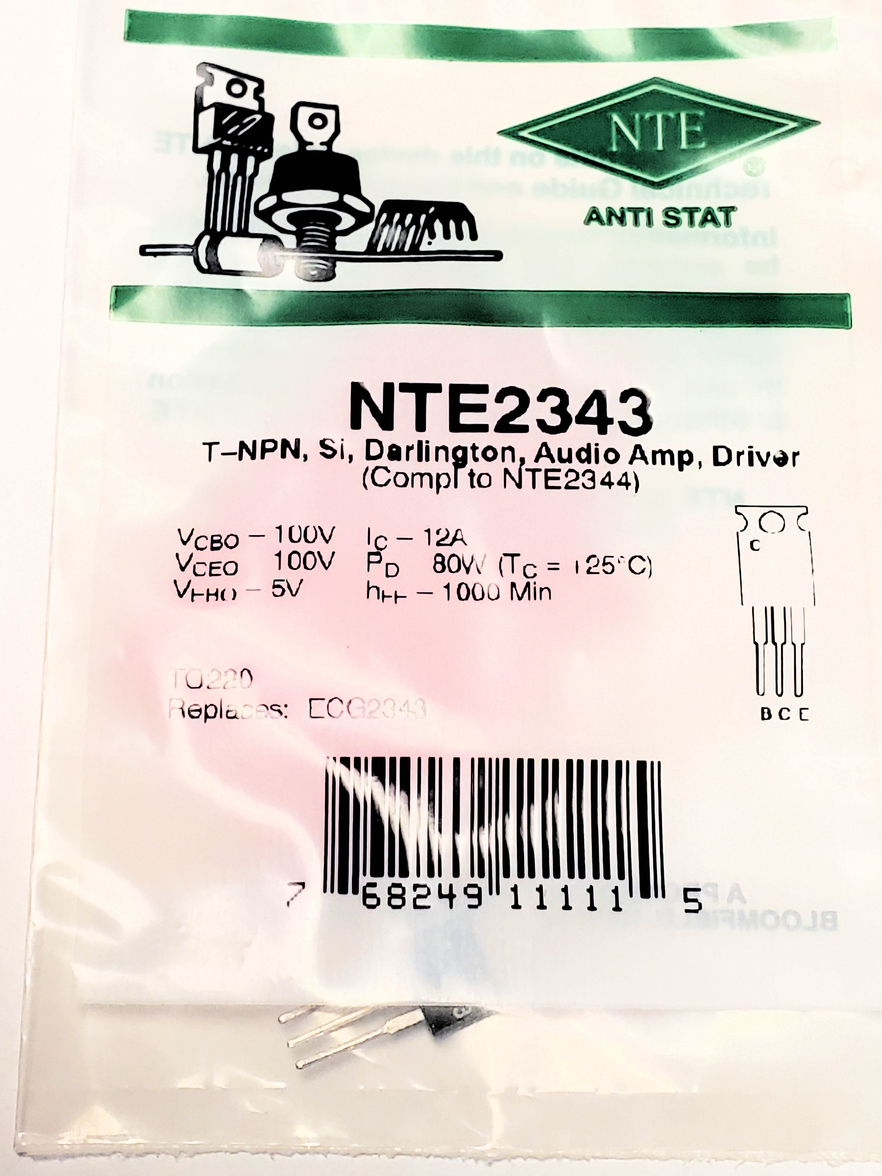 NTE2343  AKA 2SD1773  TO-220