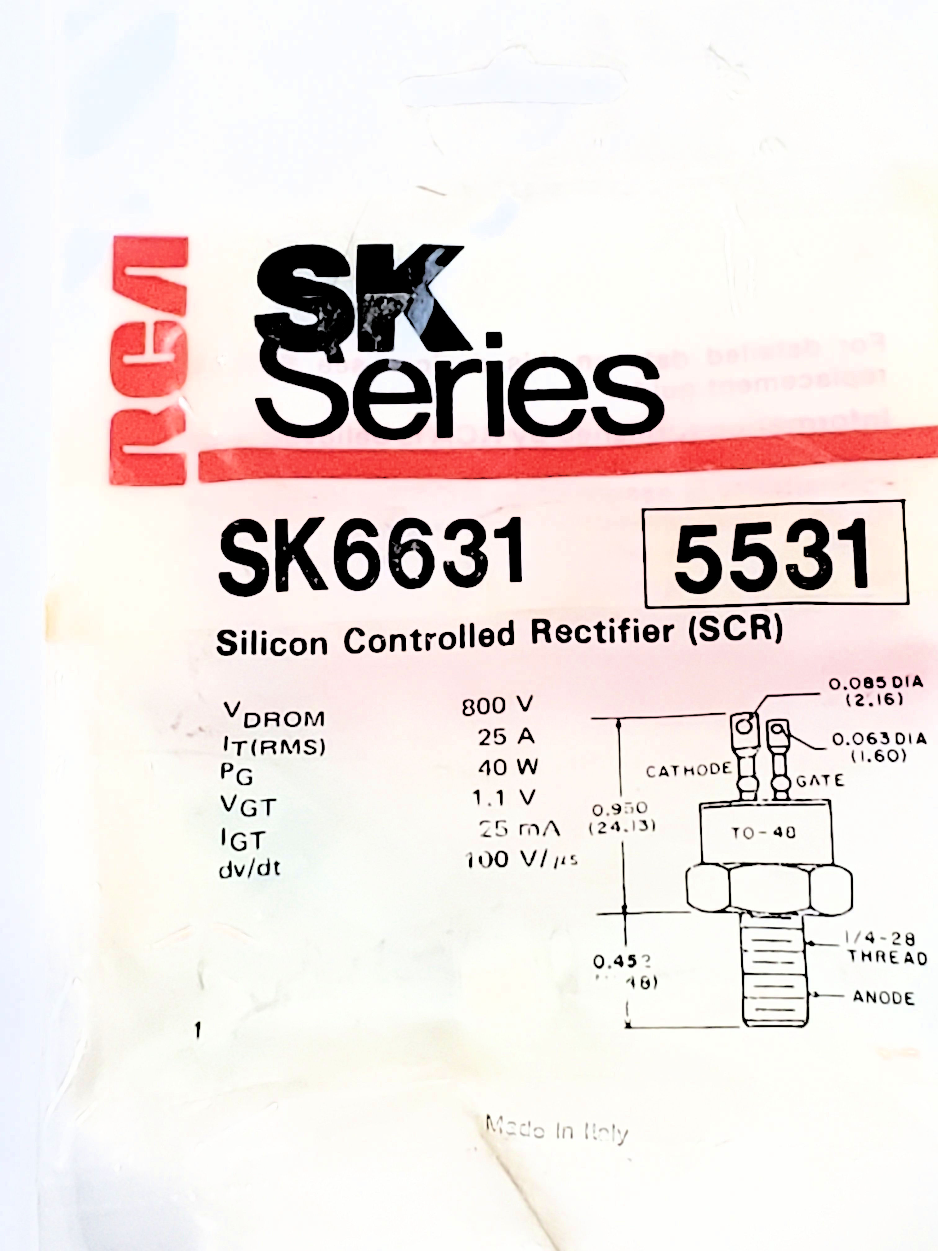 NTE5529 AKA SK6629 600V 25A SCR Stud Mount 1 pc
