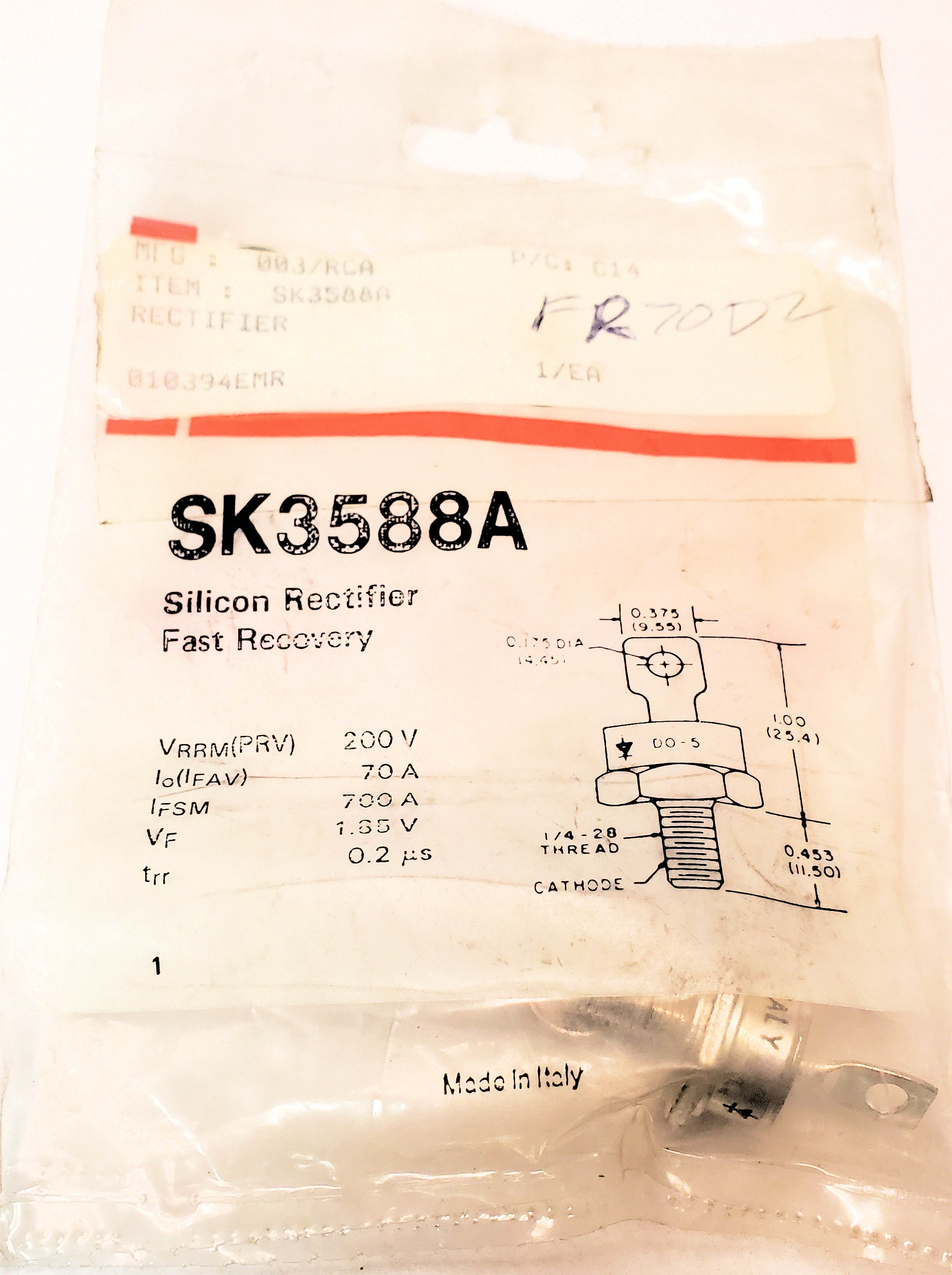 SK3588A "Original" SK  Rectifier diode  Stud Mount  AKA FR70D02 1 pc