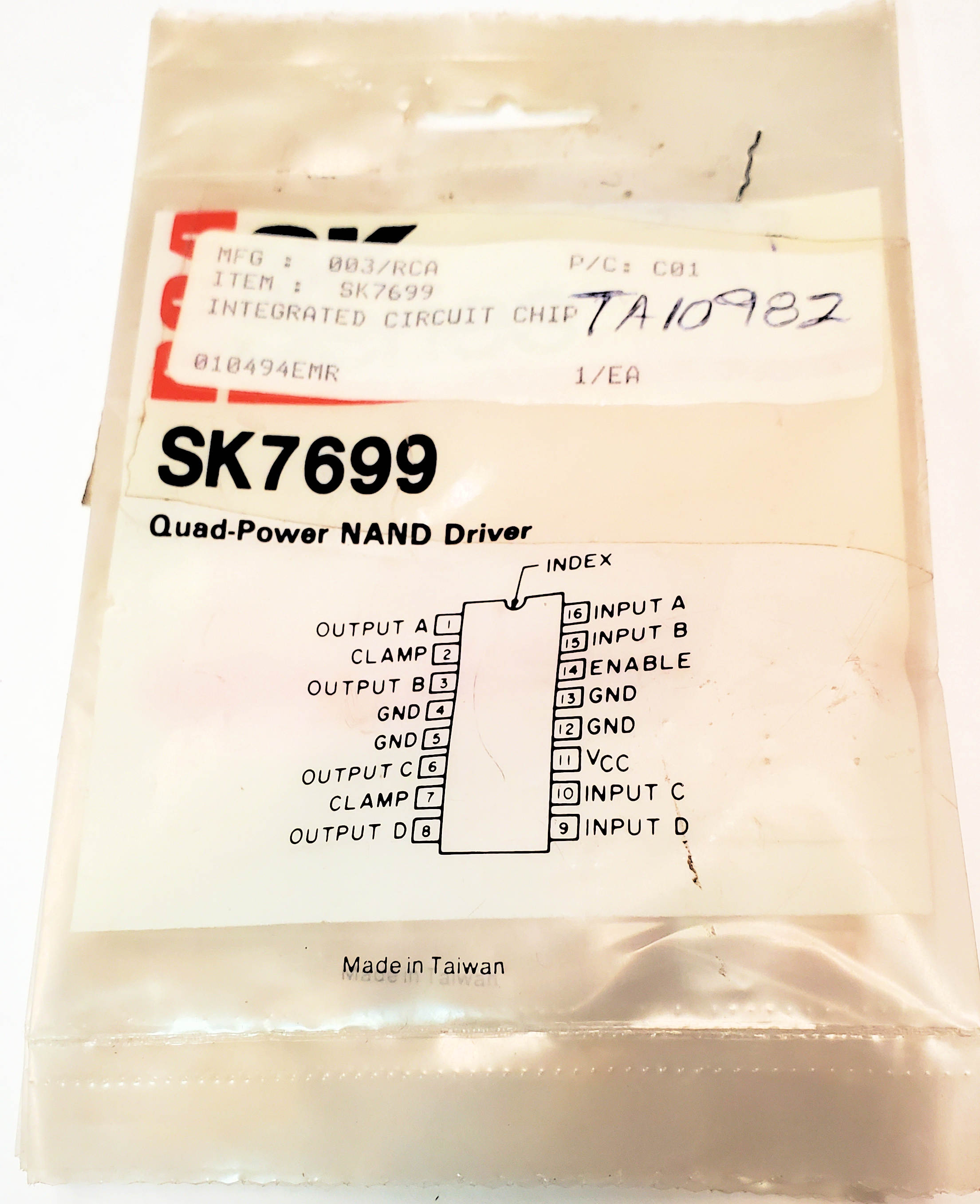 SK7699  "Original" RCA 16P DIP IC  AKA TA10982 CA3262  1  pc