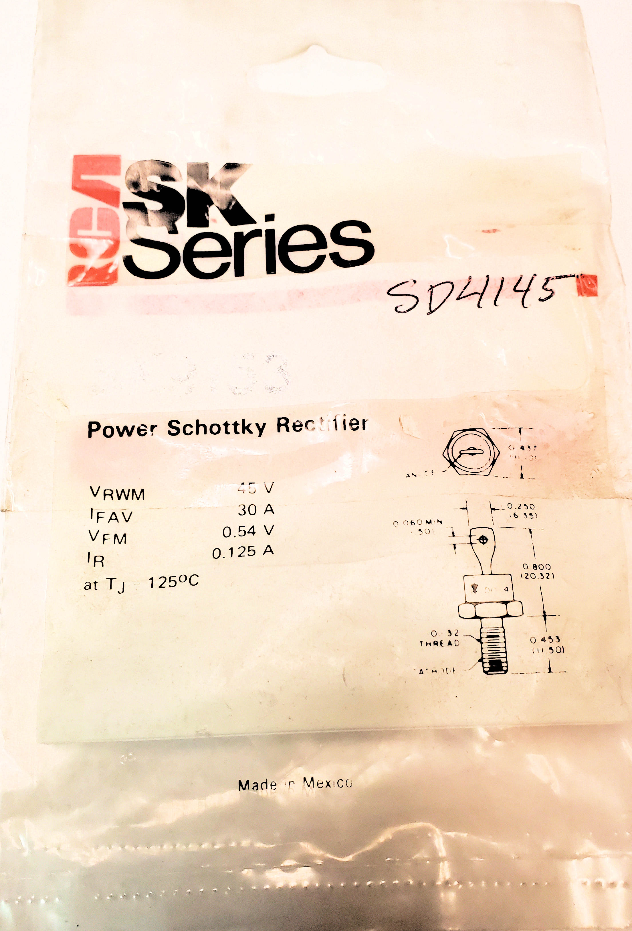 SK9153 "Original" SK  Rectifier diode  Stud Mount  AKA SD4145   1 pc