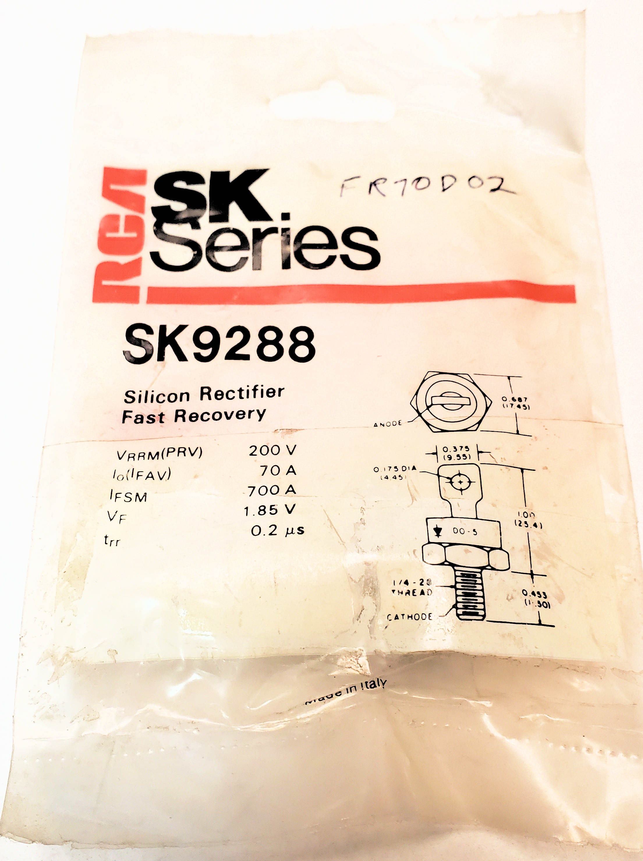 SK9288 "Original" SK  Rectifier diode  Stud Mount  AKA FR70D02 1 pc
