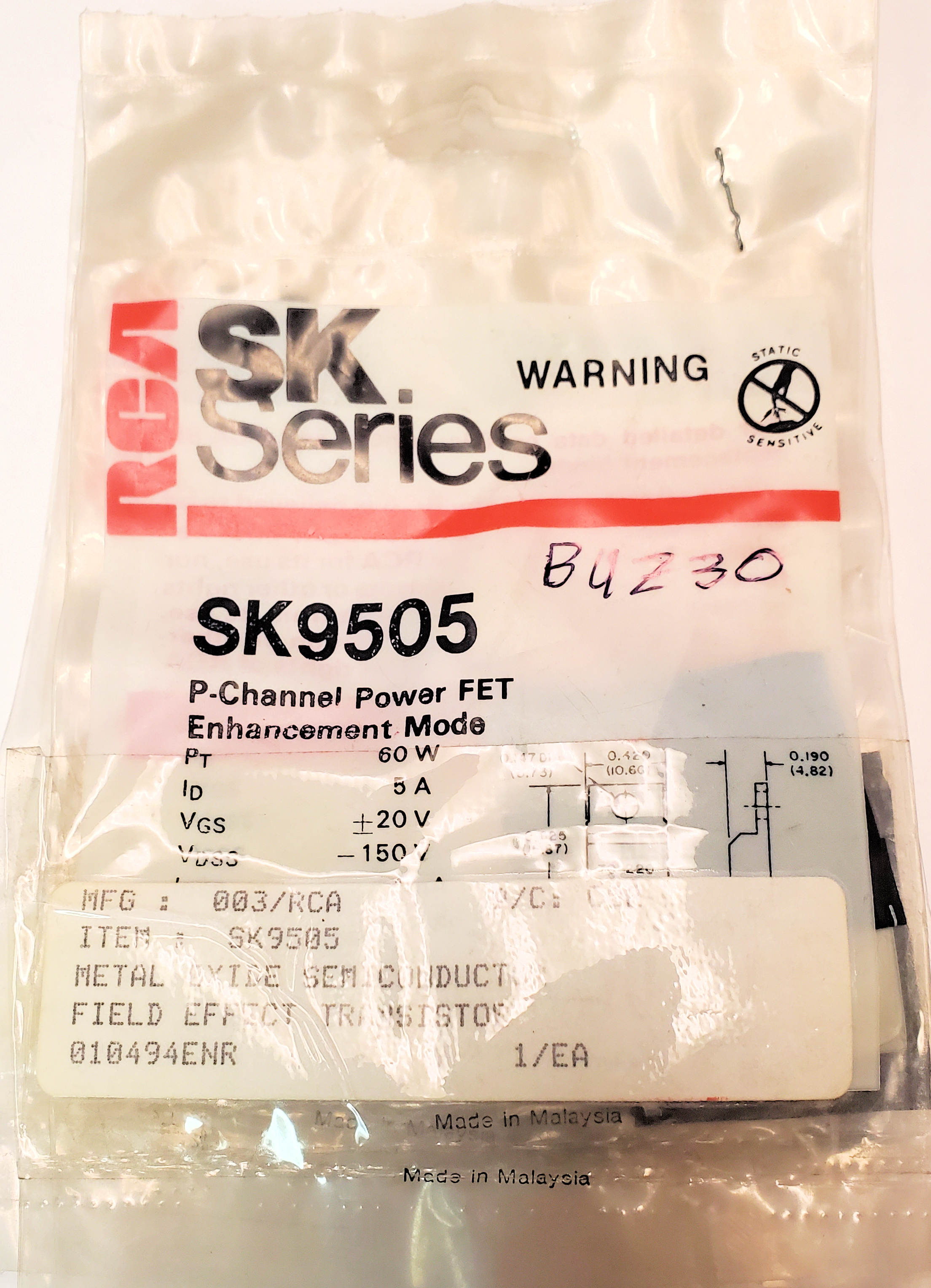 SK9505 "Original" SK Transistor AKA BUZ30 NTE2383  1  pc