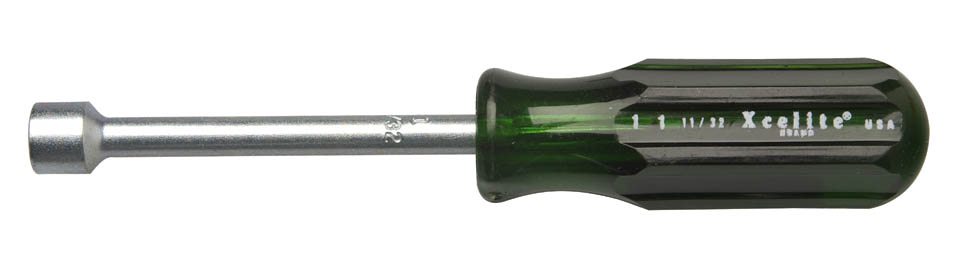 11/32" x 3 1/8" Full Hollow Shaft Nutdriver, Green Handle