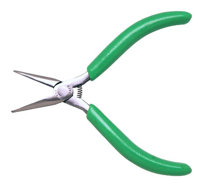 5" 45° Curved Long Nose Pliers with Green Cushion Grips and Smoo