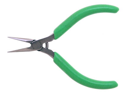 4" Sub-miniature Needle Nose Pliers with Green Cushion Grips, Ca