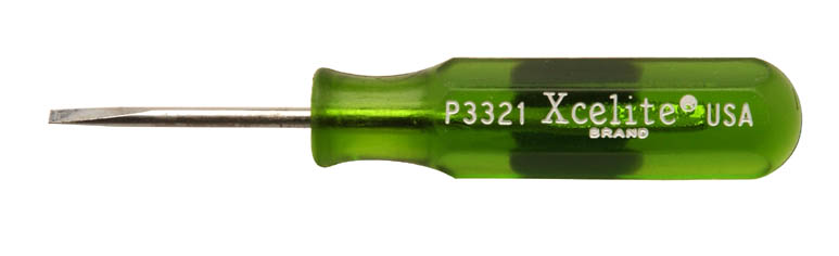 3/32" x 3 1/2" Compact Standard Screwdriver, Green Handle