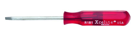 1/8" x 2" Round Blade Pocket Clip Style Screwdriver, Red Handle