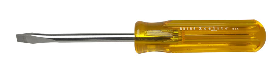 5/16" x 4" Regular Round Blade Screwdriver, Amber Handle