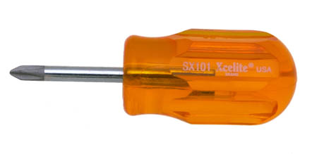 No. 2 x 1 5/16" Round Blade Stubby Phillips® Screwdriver, Amber