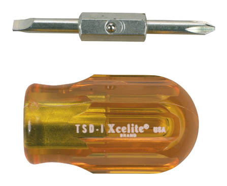 Two-in-One, Slotted and Phillips® Stubby Screwdriver, Amber Hand