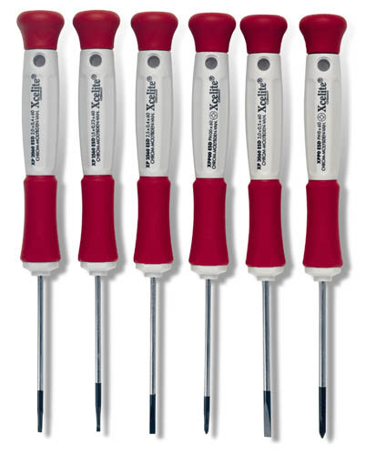 6-Piece Precision Slotted and Phillips® Screwdriver Set, ESD Saf